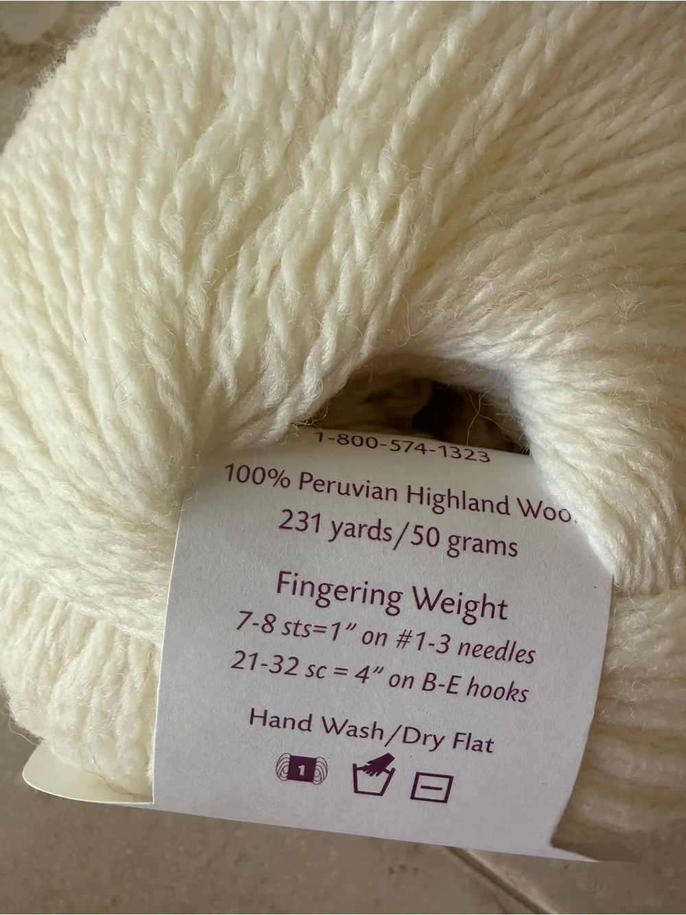 Knit Picks Palette White Peruvian Highland Wool Yarn - Fingering Weight